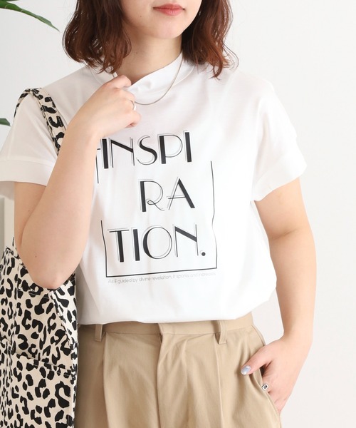 BRODIAEA(ブローディア)の「BRODIAEA INSPIRATION ロゴプリント 半袖Tシャツ カットソー 日本製(Tシャツ/カットソー・レディース・ピンク/ベージュ/グレー/オフホワイト/ネイビー・40)」の6枚目の写真