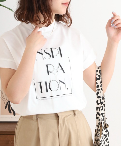 BRODIAEA(ブローディア)の「BRODIAEA INSPIRATION ロゴプリント 半袖Tシャツ カットソー 日本製(Tシャツ/カットソー・レディース・ピンク/ベージュ/グレー/オフホワイト/ネイビー・40)」の7枚目の写真