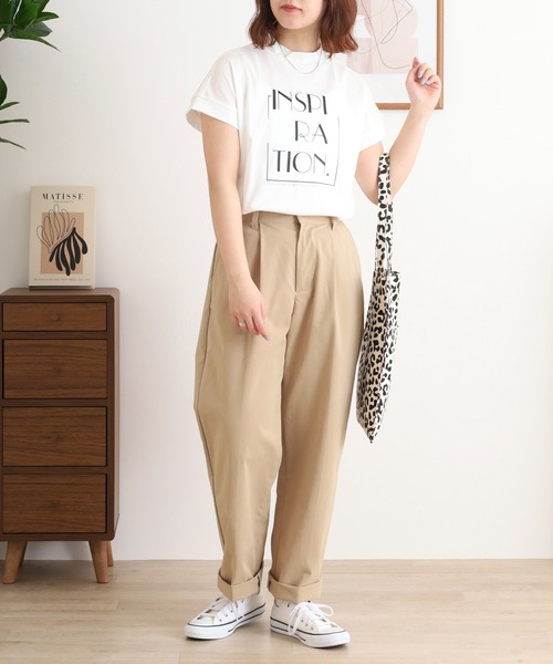 BRODIAEA(ブローディア)の「BRODIAEA INSPIRATION ロゴプリント 半袖Tシャツ カットソー 日本製(Tシャツ/カットソー・レディース・ピンク/ベージュ/グレー/オフホワイト/ネイビー・40)」の9枚目の写真