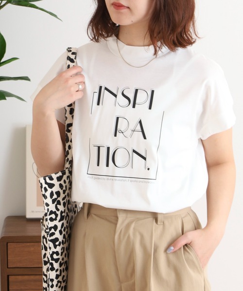 BRODIAEA(ブローディア)の「BRODIAEA INSPIRATION ロゴプリント 半袖Tシャツ カットソー 日本製(Tシャツ/カットソー・レディース・ピンク/ベージュ/グレー/オフホワイト/ネイビー・40)」の8枚目の写真