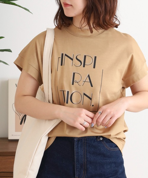 BRODIAEA(ブローディア)の「BRODIAEA INSPIRATION ロゴプリント 半袖Tシャツ カットソー 日本製(Tシャツ/カットソー・レディース・ピンク/ベージュ/グレー/オフホワイト/ネイビー・40)」の10枚目の写真