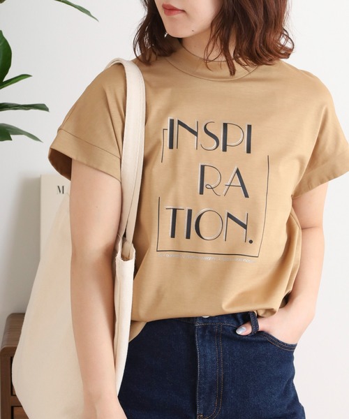BRODIAEA(ブローディア)の「BRODIAEA INSPIRATION ロゴプリント 半袖Tシャツ カットソー 日本製(Tシャツ/カットソー・レディース・ピンク/ベージュ/グレー/オフホワイト/ネイビー・40)」の11枚目の写真
