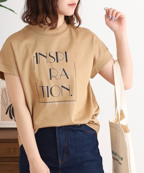 BRODIAEA(ブローディア)の「BRODIAEA INSPIRATION ロゴプリント 半袖Tシャツ カットソー 日本製(Tシャツ/カットソー・レディース・ピンク/ベージュ/グレー/オフホワイト/ネイビー・40)」の12枚目の写真
