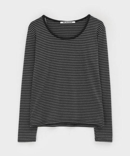 BLACKUP（ブラックアップ）の「[MADE] ダンプストライプUネック長袖Tシャツ（Tシャツ/カットソー・レディース・ブラウン/チャコール/ワイン・FREE）」の18枚目の写真