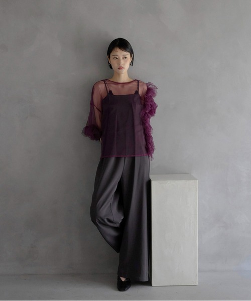 セール】【MINERTE】【オケージョン】 asymmetry ruffled tulle