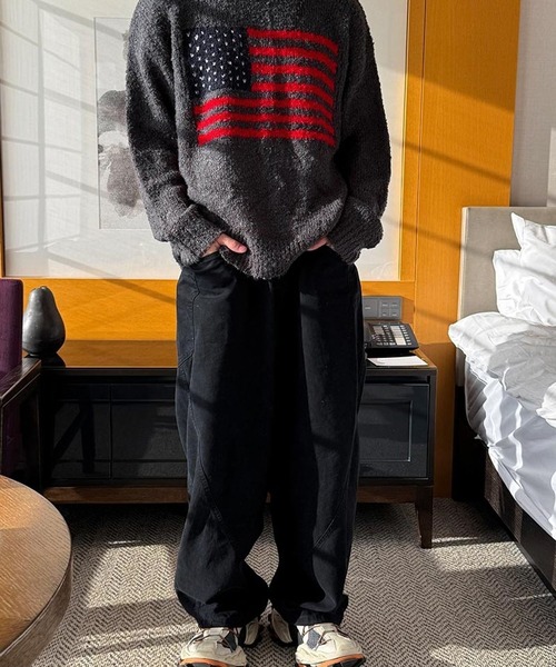 ASCLO（エジュクロ）の「ASCLO／コットン切り替えラインパンツ（その他パンツ・メンズ・ブラック/ライトグレー・MEDIUM/LARGE）」の6枚目の写真