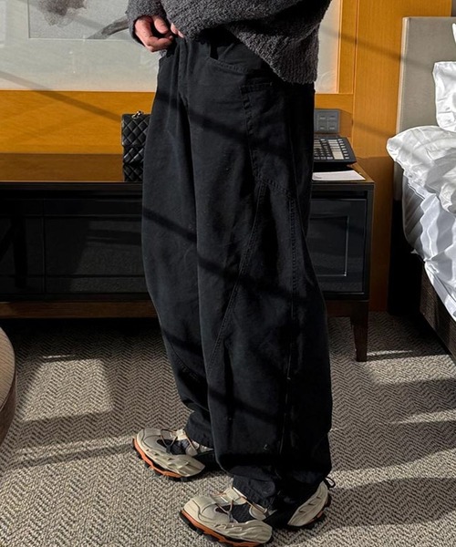 ASCLO（エジュクロ）の「ASCLO／コットン切り替えラインパンツ（その他パンツ・メンズ・ブラック/ライトグレー・MEDIUM/LARGE）」の7枚目の写真