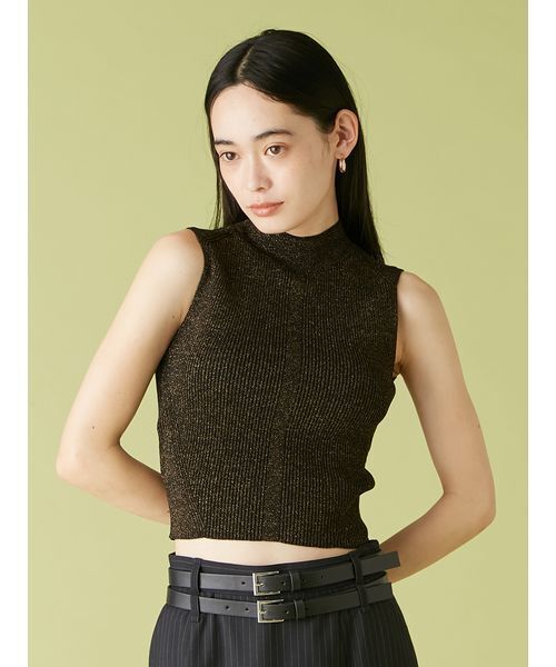 LILY BROWN（リリーブラウン）の「カップインリブニットトップス（ニット/セーター・レディース・アイボリー/ブラック/ミント・FREE）」の2枚目の写真