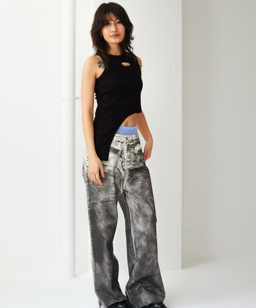 FIG&VIPER（フィグアンドバイパー）の「アシメデザインタンク（タンクトップ・レディース・ホワイト/ブラック・FREE）」の5枚目の写真