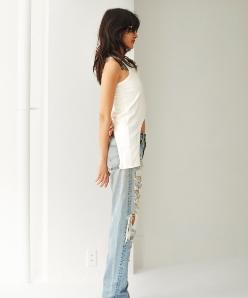 FIG&VIPER（フィグアンドバイパー）の「アシメデザインタンク（タンクトップ・レディース・ホワイト/ブラック・FREE）」の8枚目の写真