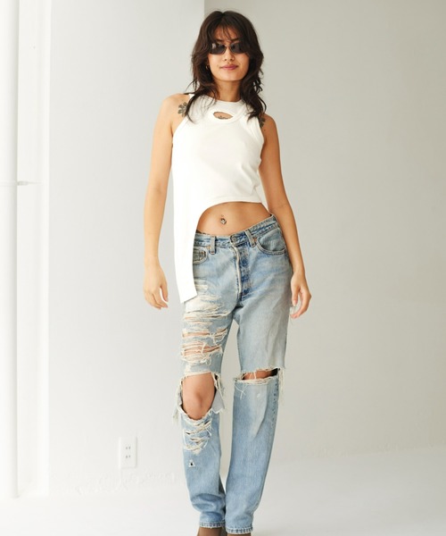 FIG&VIPER（フィグアンドバイパー）の「アシメデザインタンク（タンクトップ・レディース・ホワイト/ブラック・FREE）」の10枚目の写真