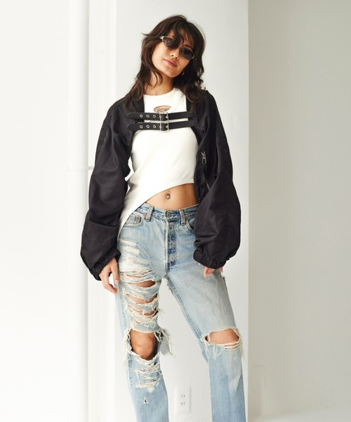 FIG&VIPER（フィグアンドバイパー）の「アシメデザインタンク（タンクトップ・レディース・ホワイト/ブラック・FREE）」の11枚目の写真