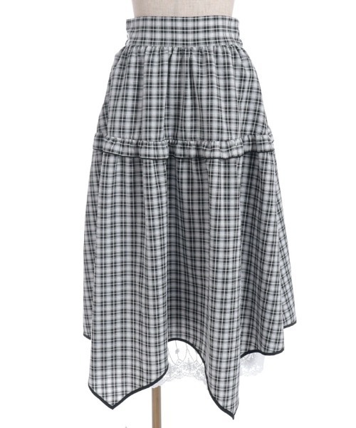 axes femme POETIQUE（アクシーズファムポエティック）の「チェックイレヘムスカート（スカート・レディース・ブラック/オレンジ/ベージュ・MEDIUM）」の5枚目の写真