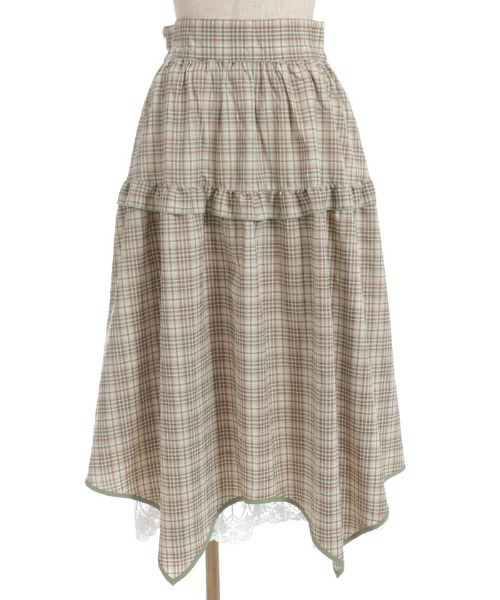 axes femme POETIQUE（アクシーズファムポエティック）の「チェックイレヘムスカート（スカート・レディース・ブラック/オレンジ/ベージュ・MEDIUM）」の13枚目の写真