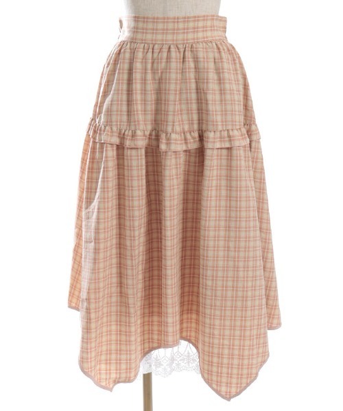 axes femme POETIQUE（アクシーズファムポエティック）の「チェックイレヘムスカート（スカート・レディース・ブラック/オレンジ/ベージュ・MEDIUM）」の21枚目の写真