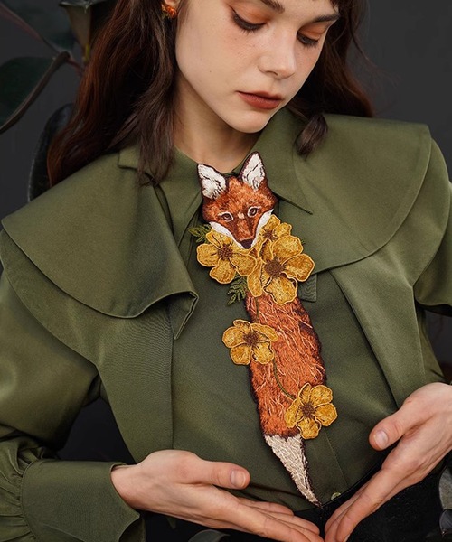 Camoooni キツネ刺繍ネクタイ（ネクタイ）｜ABBEY MARKET