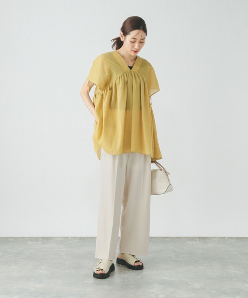 GLOBAL WORK（グローバルワーク）の「ウツクシルエットDRYワイドパンツ/289061（その他パンツ・レディース・アイボリー/ブラック/ライトグレー/ネイビー/ベージュ/グレー系その他5・X-SMALL/SMALL/MEDIUM/LARGE/X-LARGE/XX-LARGE）」の12枚目の写真