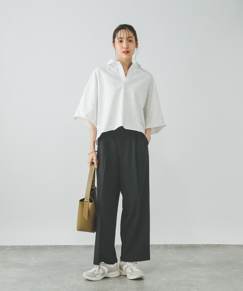 GLOBAL WORK（グローバルワーク）の「ウツクシルエットDRYワイドパンツ/289061（その他パンツ・レディース・アイボリー/ブラック/ライトグレー/ネイビー/ベージュ/グレー系その他5・X-SMALL/SMALL/MEDIUM/LARGE/X-LARGE/XX-LARGE）」の16枚目の写真