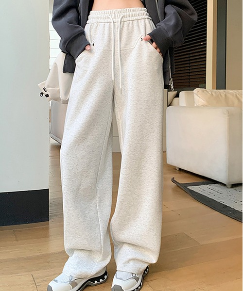 Songe（ソンジュ）の「セミワイドスウェットパンツ（スウェットパンツ・レディース・ブラック/オフホワイト/グレー・M/L）」の10枚目の写真