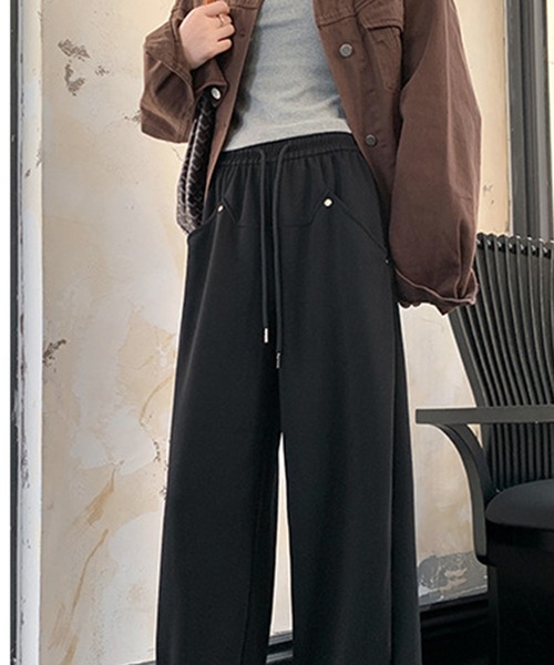 Songe（ソンジュ）の「セミワイドスウェットパンツ（スウェットパンツ・レディース・ブラック/オフホワイト/グレー・M/L）」の17枚目の写真