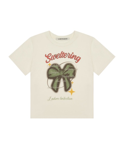 LARTIGENT(ラーティゼン)の「L3 RIBBON T-SHIRT(Tシャツ/カットソー・レディース・クリーム/ブラック・FREE)」の13枚目の写真