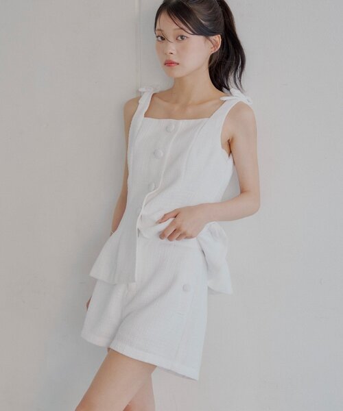 Chico（チコ）の「【セットアップ対応】ツイードショートパンツ（その他パンツ・レディース・ホワイト系その他/ホワイト/ブラック・FREE）」の2枚目の写真