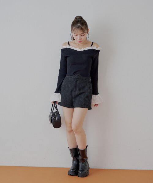 Chico（チコ）の「【セットアップ対応】ツイードショートパンツ（その他パンツ・レディース・ホワイト系その他/ホワイト/ブラック・FREE）」の21枚目の写真