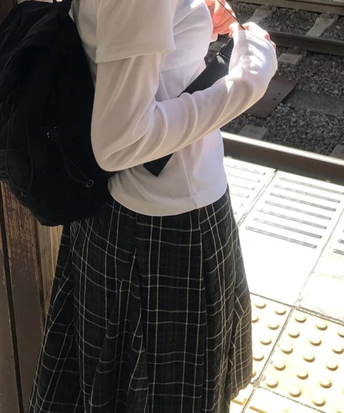 sevens（セブンズ）の「【sevens】SK　チェックフレアスカート（スカート・レディース・ブラック/ホワイト・FREE）」の5枚目の写真