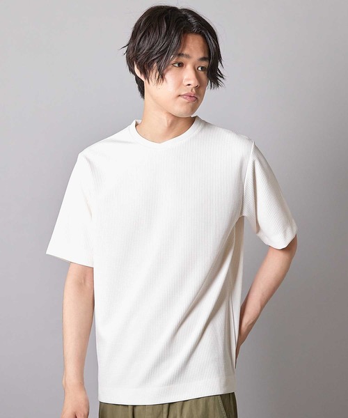 UNION STATION(ユニオンステーション)の「ジャガードストライプTシャツ(Tシャツ/カットソー・メンズ・ブラック/ブルー/ホワイト/ブラウン・M/L/LL)」の1枚目の写真