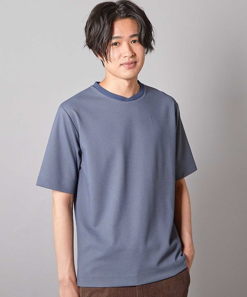 UNION STATION(ユニオンステーション)の「ジャガードストライプTシャツ(Tシャツ/カットソー・メンズ・ブラック/ブルー/ホワイト/ブラウン・M/L/LL)」の10枚目の写真