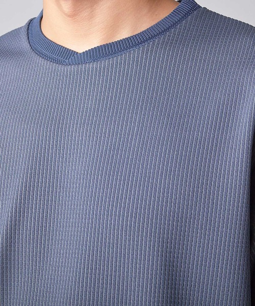 UNION STATION(ユニオンステーション)の「ジャガードストライプTシャツ(Tシャツ/カットソー・メンズ・ブラック/ブルー/ホワイト/ブラウン・M/L/LL)」の7枚目の写真