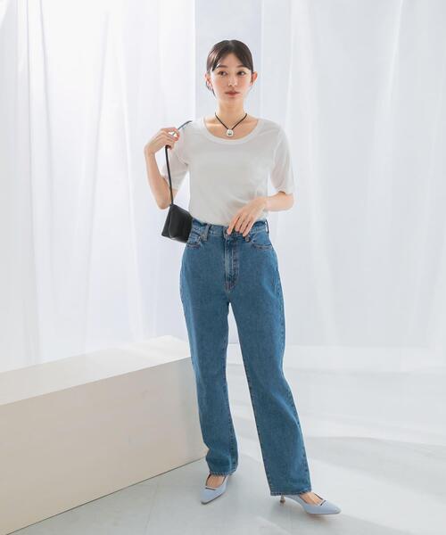 URBAN RESEARCH ROSSO WOMEN(アーバンリサーチ ロッソ)の「接触冷感強撚コットン2WAYカットソー(Tシャツ/カットソー・レディース・オフホワイト/グリーン系その他/ブラック・36/38)」の4枚目の写真