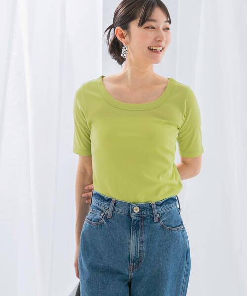 URBAN RESEARCH ROSSO WOMEN(アーバンリサーチ ロッソ)の「接触冷感強撚コットン2WAYカットソー(Tシャツ/カットソー・レディース・オフホワイト/グリーン系その他/ブラック・36/38)」の8枚目の写真