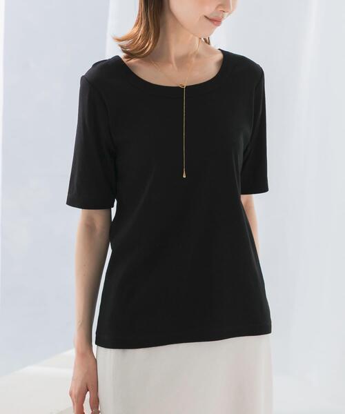 URBAN RESEARCH ROSSO WOMEN(アーバンリサーチ ロッソ)の「接触冷感強撚コットン2WAYカットソー(Tシャツ/カットソー・レディース・オフホワイト/グリーン系その他/ブラック・36/38)」の16枚目の写真