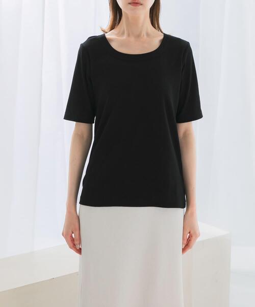 URBAN RESEARCH ROSSO WOMEN(アーバンリサーチ ロッソ)の「接触冷感強撚コットン2WAYカットソー(Tシャツ/カットソー・レディース・オフホワイト/グリーン系その他/ブラック・36/38)」の20枚目の写真