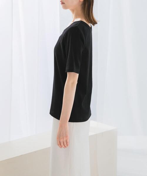 URBAN RESEARCH ROSSO WOMEN(アーバンリサーチ ロッソ)の「接触冷感強撚コットン2WAYカットソー(Tシャツ/カットソー・レディース・オフホワイト/グリーン系その他/ブラック・36/38)」の21枚目の写真