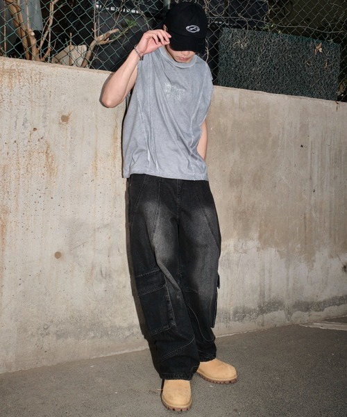 SHORT ROUND（ショートラウンド）の「SHORT ROUND/コールドダイスウィッチングロゴノースリーブ（Tシャツ/カットソー・メンズ・スミクロ/グレー・MEDIUM/LARGE）」の9枚目の写真