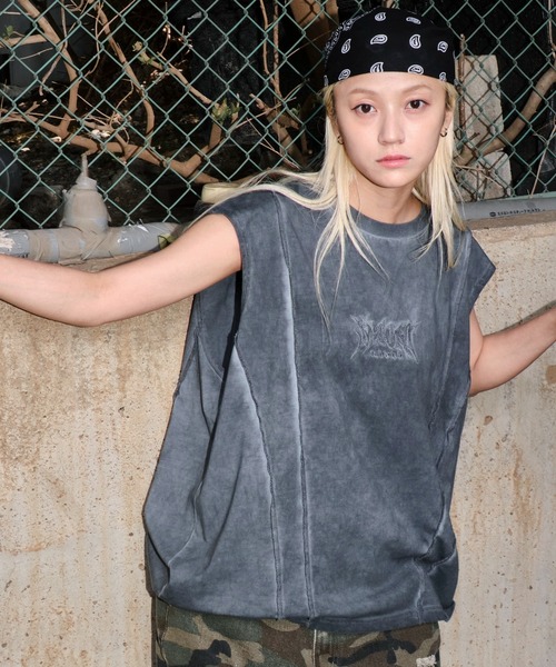 SHORT ROUND（ショートラウンド）の「SHORT ROUND/コールドダイスウィッチングロゴノースリーブ（Tシャツ/カットソー・メンズ・スミクロ/グレー・MEDIUM/LARGE）」の19枚目の写真