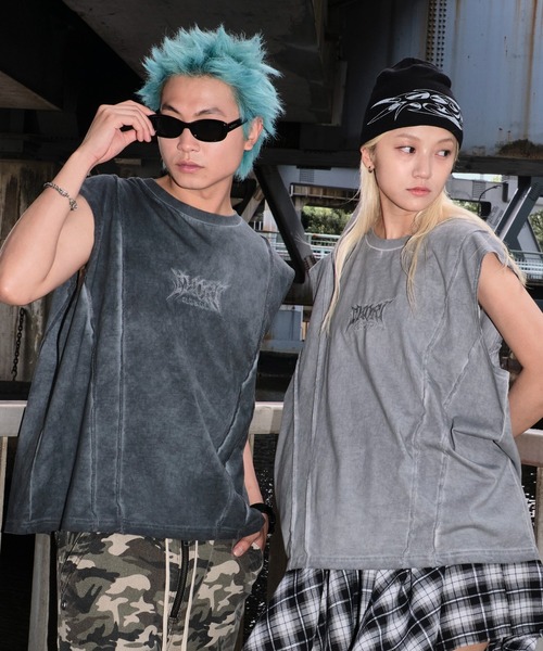 SHORT ROUND（ショートラウンド）の「SHORT ROUND/コールドダイスウィッチングロゴノースリーブ（Tシャツ/カットソー・メンズ・スミクロ/グレー・MEDIUM/LARGE）」の13枚目の写真