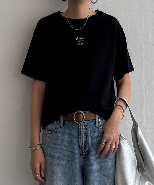 LBC(エルビーシー)の「ミニロゴ刺繍Tシャツ(Tシャツ/カットソー・レディース・ブラック/モカ/ブルー/グリーン/ホワイト・M/L)」の1枚目の写真
