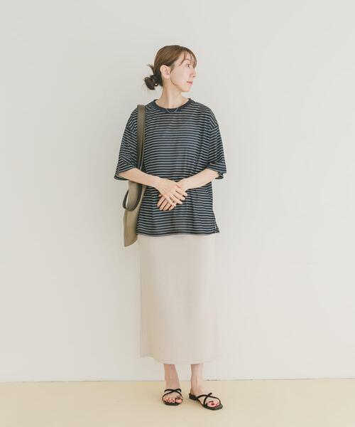 ITEMS URBANRESEARCH（アイテムズ アーバンリサーチ）の「ポンチストレートスカート（スカート・レディース・ミント/ホワイト系その他/チャコールグレー・FREE）」の6枚目の写真