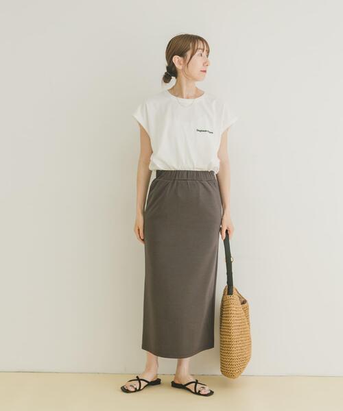 ITEMS URBANRESEARCH（アイテムズ アーバンリサーチ）の「ポンチストレートスカート（スカート・レディース・ミント/ホワイト系その他/チャコールグレー・FREE）」の18枚目の写真