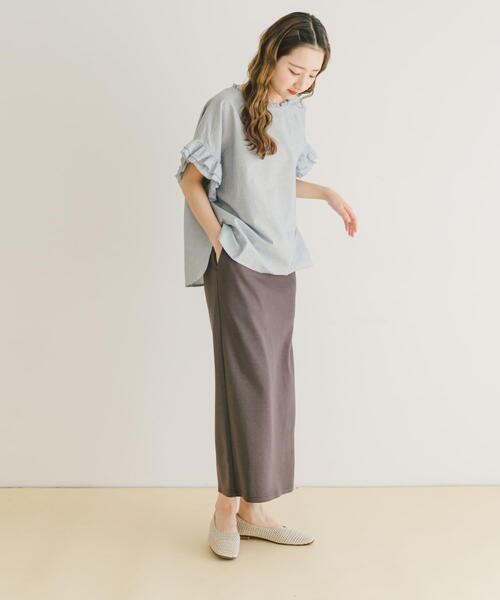 ITEMS URBANRESEARCH（アイテムズ アーバンリサーチ）の「ポンチストレートスカート（スカート・レディース・ミント/ホワイト系その他/チャコールグレー・FREE）」の22枚目の写真