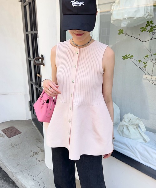 丸首ペプラムノースリーブニットトップス（ニット/セーター）｜KOBE