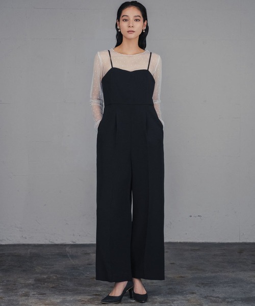 LOWO（ロワ）の「シースルートップス 長袖 ドット チュール レース メロウ メロー シアートップス レイヤードトップス 結婚式 パーティー オケージョン お呼ばれ（シャツ/ブラウス・レディース・ブラック/ホワイト・FREE）」の7枚目の写真