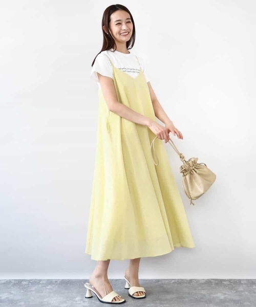MK MICHEL KLEIN（エムケーミッシェルクラン）の「ポコポコキャミワンピース/洗える（ワンピース・レディース・ライトイエロー/ブラック・38）」の16枚目の写真