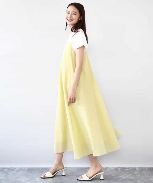 MK MICHEL KLEIN（エムケーミッシェルクラン）の「ポコポコキャミワンピース/洗える（ワンピース・レディース・ライトイエロー/ブラック・38）」の18枚目の写真