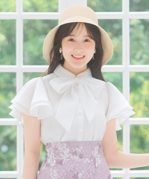 WILLSELECTION（ウィルセレクション）の「フレアスリーブリボンタイブラウス（シャツ/ブラウス・レディース・オフホワイト/ピンク/ブルー系その他・FREE）」の10枚目の写真