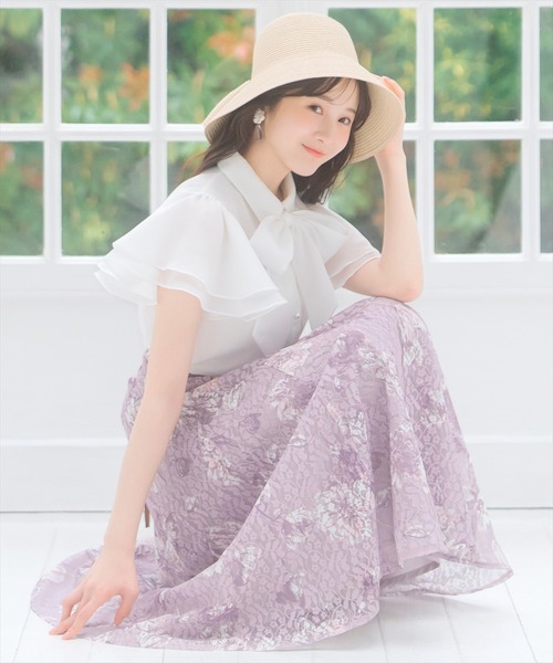 WILLSELECTION（ウィルセレクション）の「フレアスリーブリボンタイブラウス（シャツ/ブラウス・レディース・オフホワイト/ピンク/ブルー系その他・FREE）」の9枚目の写真