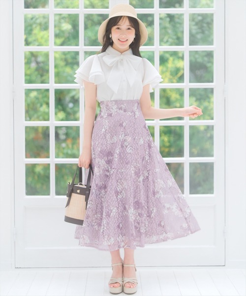 WILLSELECTION（ウィルセレクション）の「フレアスリーブリボンタイブラウス（シャツ/ブラウス・レディース・オフホワイト/ピンク/ブルー系その他・FREE）」の7枚目の写真